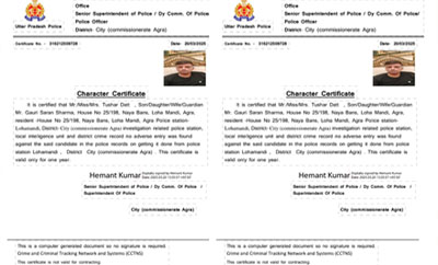 TOUR GUIDE POLICE VERIFICATION CERTIFICATE Tour Guide Agra